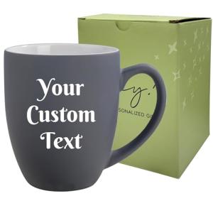 Custom Engraved Coffee Mug in Matte Grey