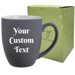 Custom Engraved Coffee Mug in Matte Grey