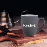 Custom Engraved Coffee Mug in Matte Grey