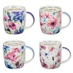 Ceramic Coffee or Tea Mug Set for Women, Seeds of Love Garden Blooms Design