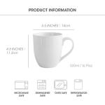 Set of 6 Large White Ceramic Coffee Mugs