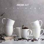 Set of 6 Large White Ceramic Coffee Mugs