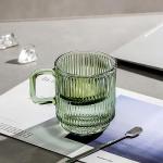 Lysenn Vertical Stripes Glass Mug with Bamboo Lid