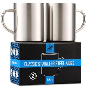 Double Wall Stainless Steel Coffee Mugs Set of 2
