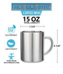Double Wall Stainless Steel Coffee Mugs Set of 2