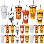 24 Pack Jungle Animal Coffee Mugs with Lids