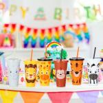 24 Pack Jungle Animal Coffee Mugs with Lids