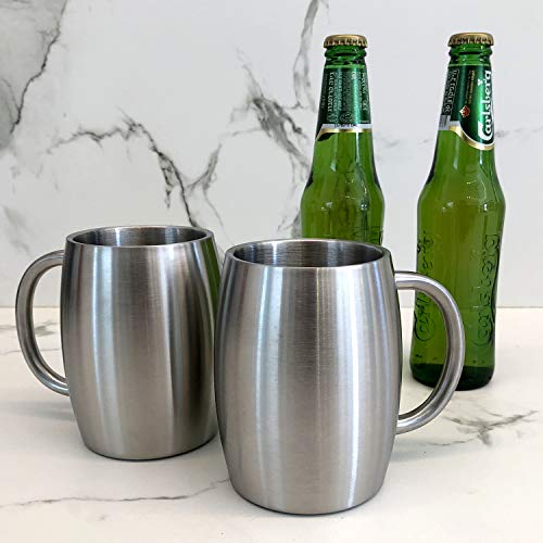 Set of 2 Stainless Steel Insulated Coffee Mugs