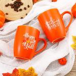 Thanksgiving Pumpkin Coffee Mugs - Set of 2