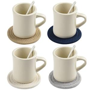 11oz Ceramic Coffee Mug Set with Coasters