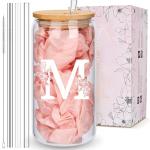 Personalized Monogram Tumbler with Bamboo Lid and Straw