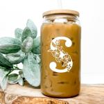 Personalized Monogram Tumbler with Bamboo Lid and Straw