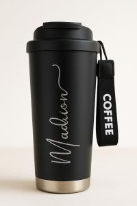 Personalized Insulated Travel Coffee Mug with Straw