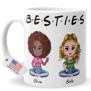 Personalized Besties Coffee Mug - Custom Name & Quote