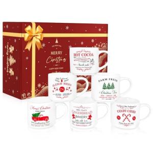QIKSION 16oz Christmas Coffee Mug Set of 6
