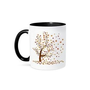 Fall Tree Leaves Two-Tone Black Coffee Mug