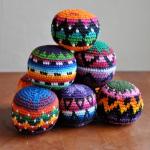 Multicolored Crochet Hacky Sack Mugs Set of 6