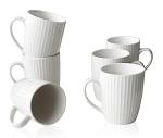 Set of 6 White Porcelain Coffee Mugs