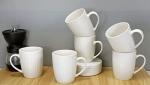 Set of 6 White Porcelain Coffee Mugs