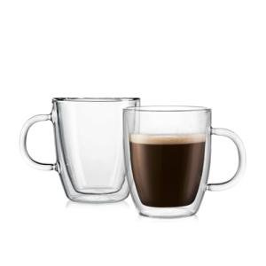 Bodum 10oz Double Wall Insulated Glass Mugs, Set of 2