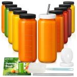 16oz Glass Juice & Smoothie Bottles Set