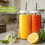 16oz Glass Juice & Smoothie Bottles Set