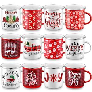 12 Pack Christmas Holiday Quote Coffee Mugs
