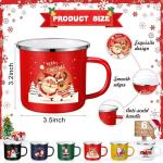 Set of 6 Christmas Enamel Coffee Mugs