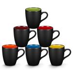 6 Pack Matte Black Porcelain Coffee Mugs