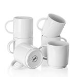 Sweese 10 Oz Stackable White Coffee Mugs Set