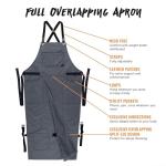 Gray Pottery Apron with Adjustable Cross-Back Design