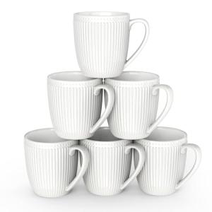HomeElves Set of 6 Large White Coffee Mugs