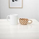 Brown Checkered Ceramic Coffee Mug - 5oz