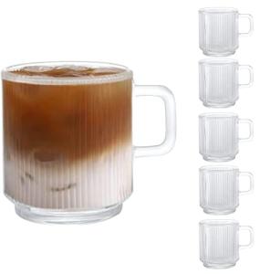6 Pack of 12 oz Transparent Glass Coffee Mugs