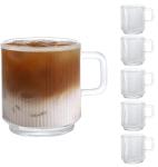 6 Pack of 12 oz Transparent Glass Coffee Mugs