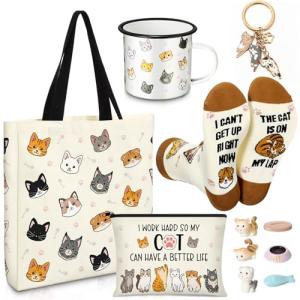 Cute Cat Lover Gift Set with Enamel Mug