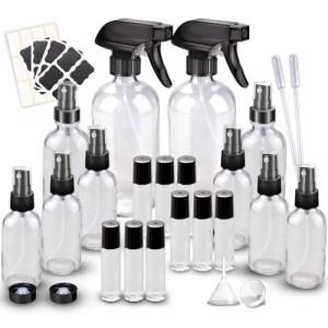 Glass Spray Bottle Set with Roller Bottles