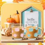 Thanksgiving Pumpkin Glass Coffee Mugs - Set of 4
