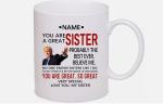 Personalized Great Sister Coffee Mug - Custom Gift