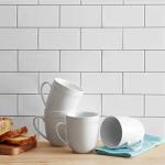 Set of 4 White Beaded Coffee Mugs