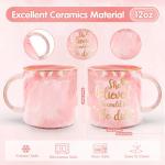 She Believed She Could Mug - Pink Marble 12 oz