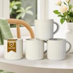 DeeCoo Matte White Ceramic Coffee Mugs - Set of 4