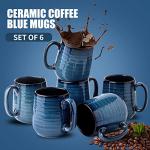 Set of 6 Stylish Blue Ceramic Coffee Mugs