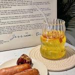 Set of 2 Vintage Ribbed Glass Mugs