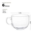Maredash 16oz Jumbo Glass Mugs Set of 6