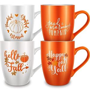 Thanksgiving Pumpkin Coffee Mugs Set of 4