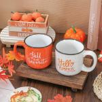Set of 2 Pumpkin Coffee Mugs for Fall
