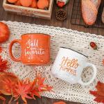 Set of 2 Pumpkin Coffee Mugs for Fall