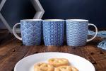 Set of 6 Blue and White Geometric Mugs