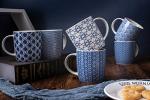 Set of 6 Blue and White Geometric Mugs